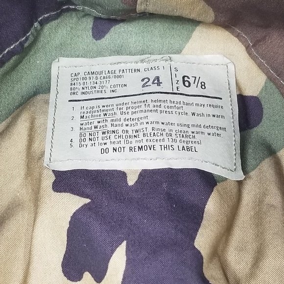 Orc Industries US Army Class 1 Cap Camouflage SP0100-97-D-CA66 Hat Size 6 7/8 - Picture 14 of 15